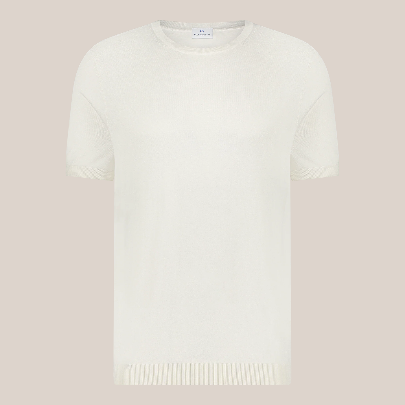 Crew Neck Ribbed Knit Tee - Off-White