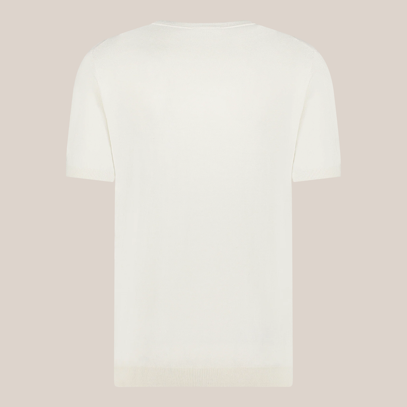 Crew Neck Ribbed Knit Tee - Off-White