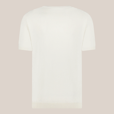 Crew Neck Ribbed Knit Tee - Off-White