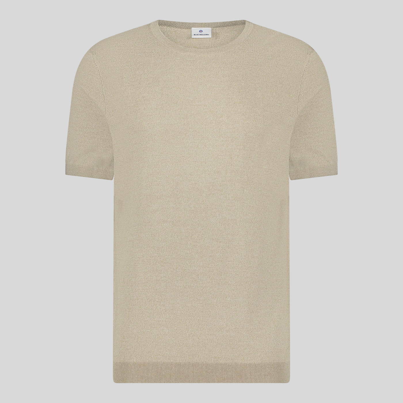 Crew Neck Ribbed Knit Tee - Sand