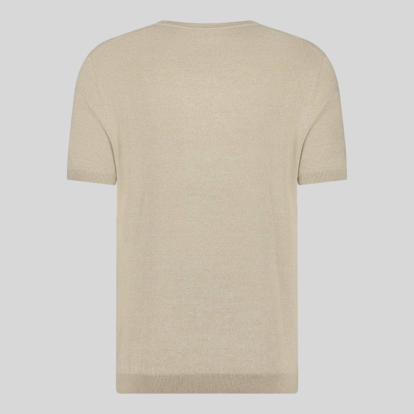 Crew Neck Ribbed Knit Tee - Sand