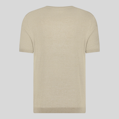 Crew Neck Ribbed Knit Tee - Sand