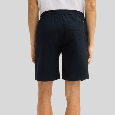 Textured Drawstring Waistband Shorts - Navy