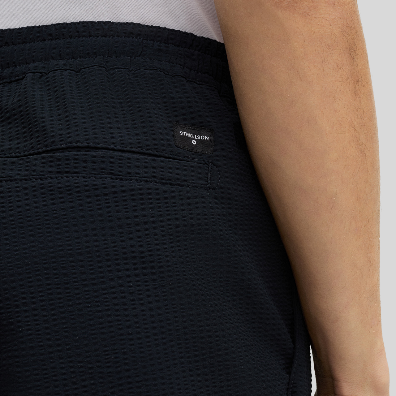 Textured Drawstring Waistband Shorts - Navy