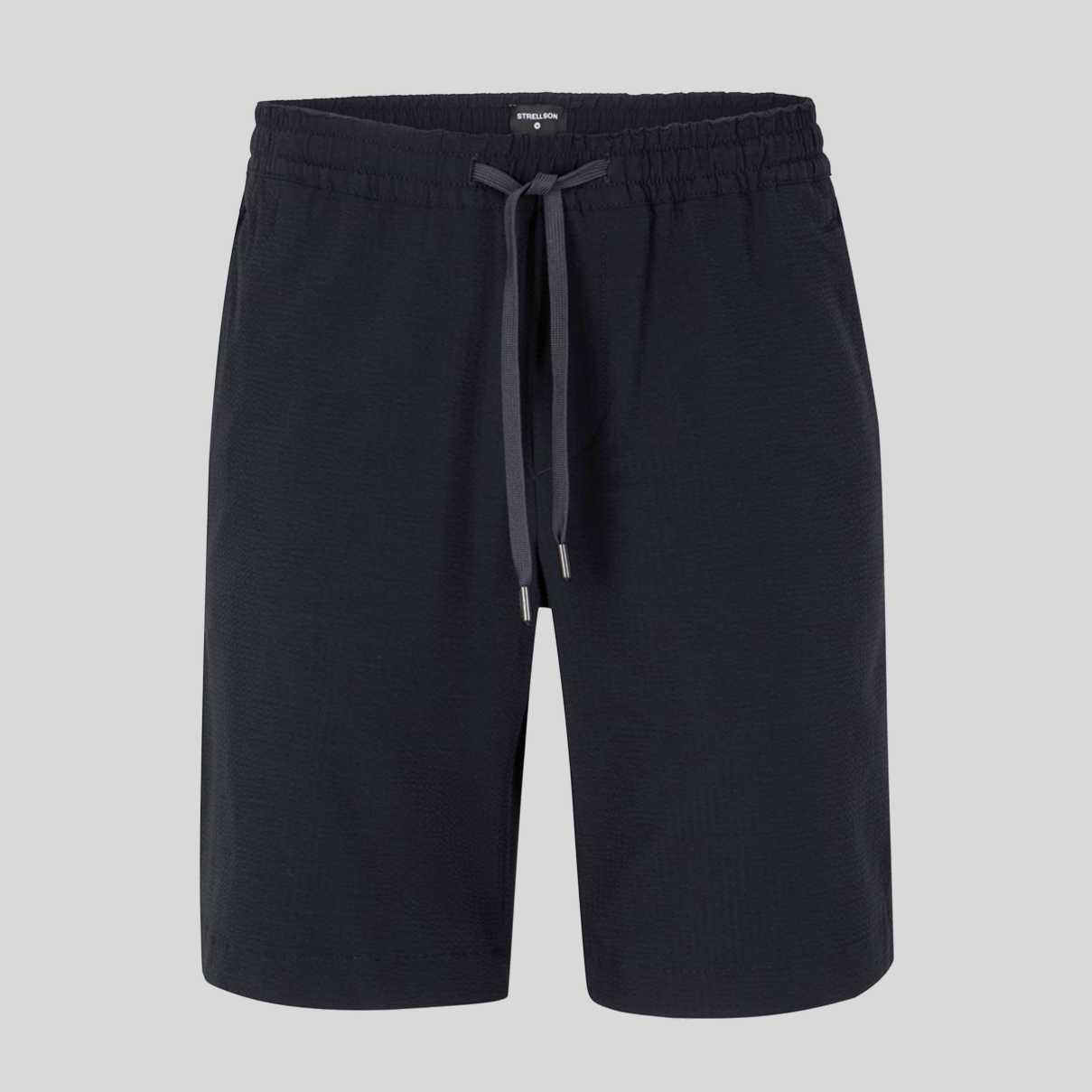 Textured Drawstring Waistband Shorts - Navy