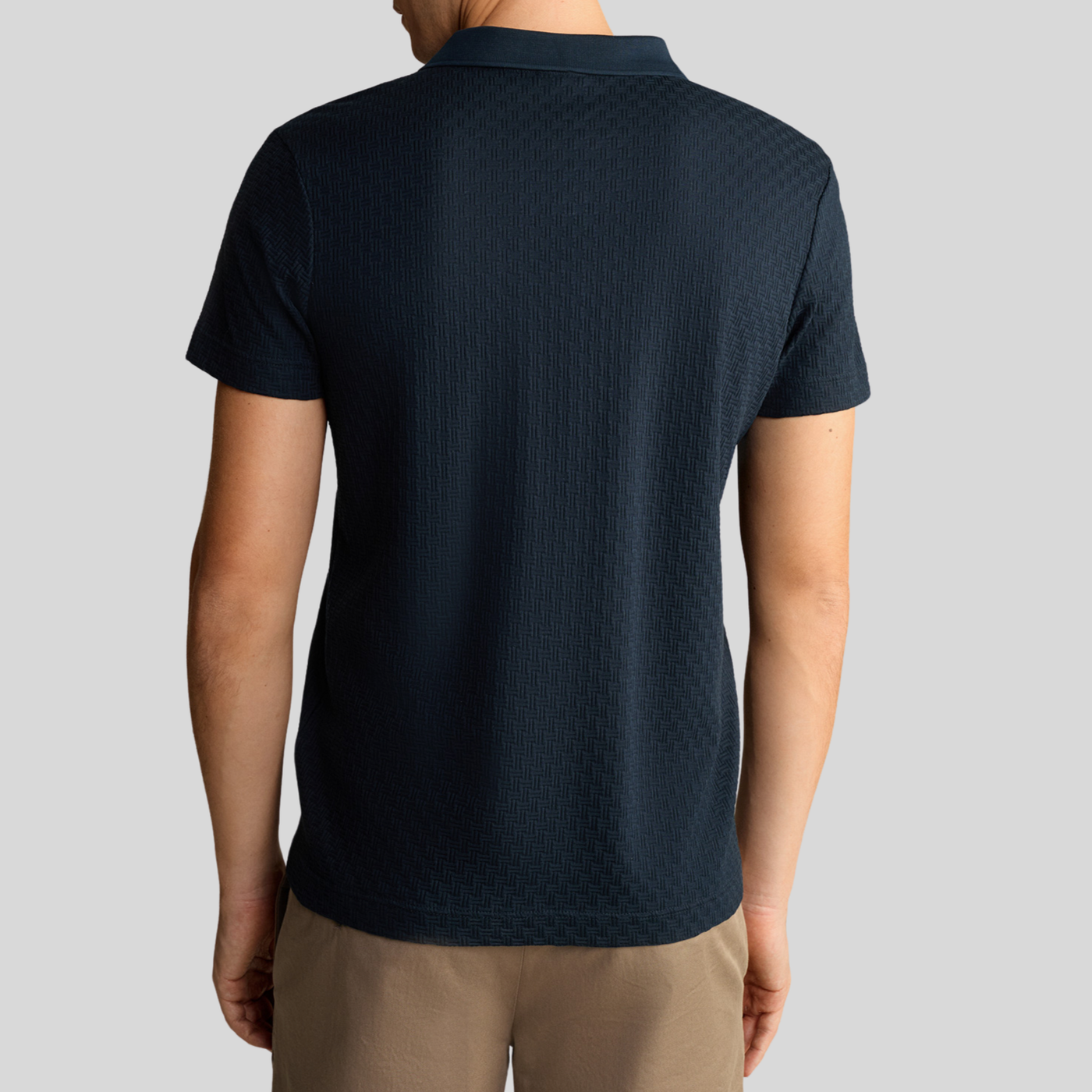 Textured Cotton Polo - Navy