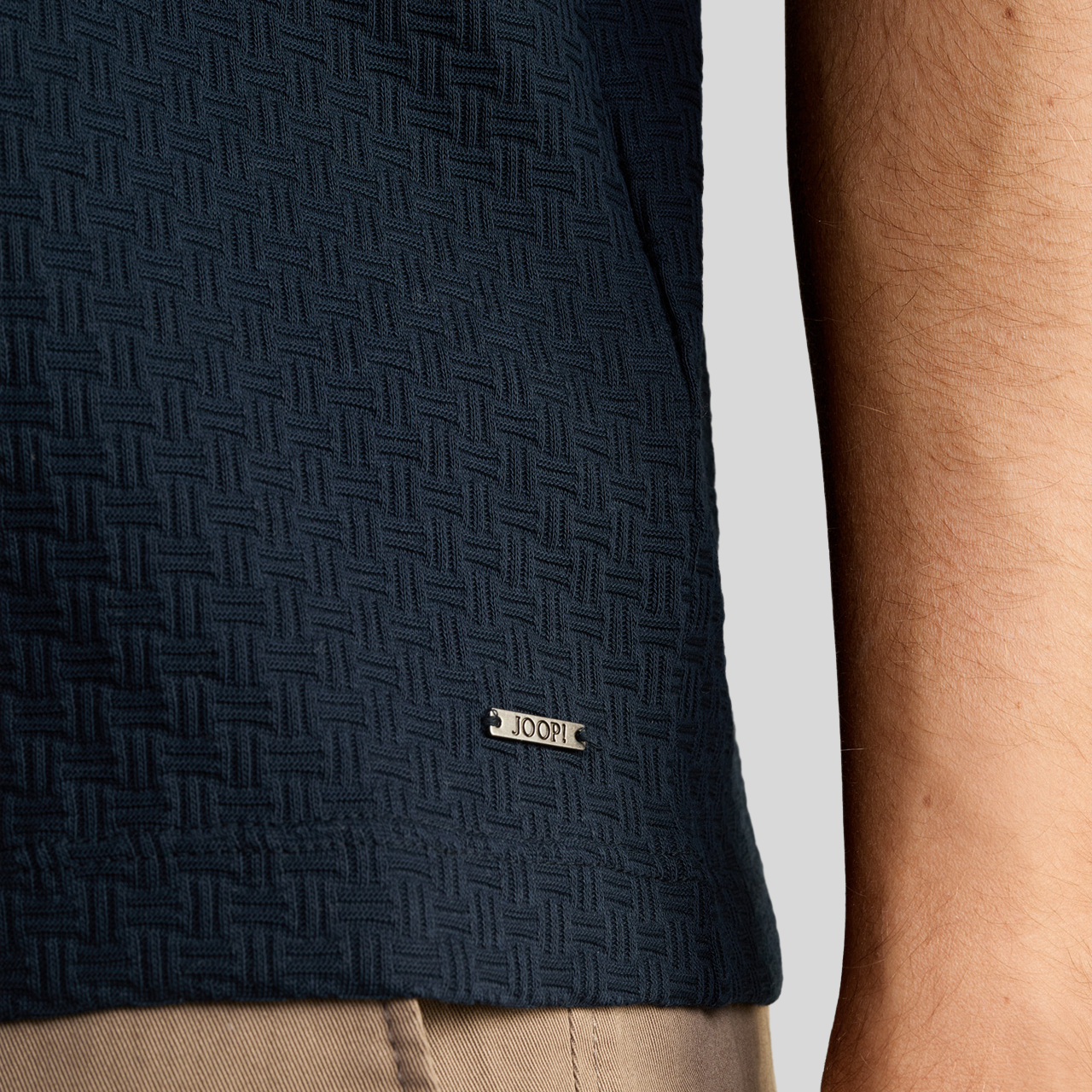 Textured Cotton Polo - Navy