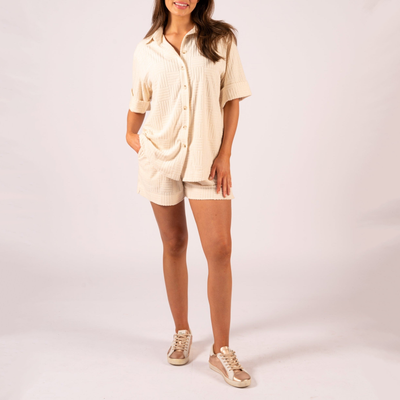 Gotstyle Fashion - We Are The Others Shorts Towelling Geo Pattern Shorts - Cream
