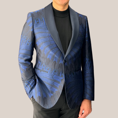 Dinner Jacket Feathers Design - Cobalt