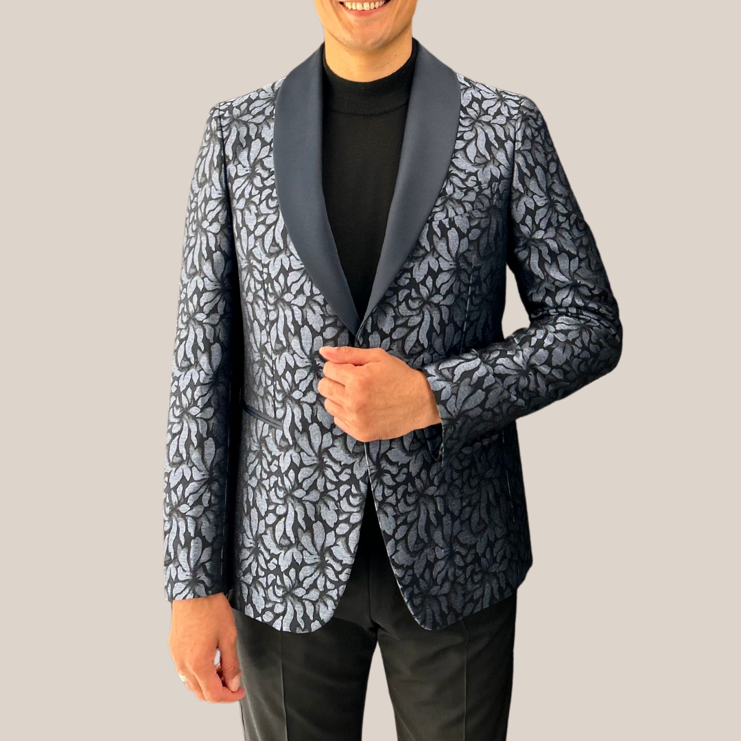 Dinner Jacket Leaves Design - Blue