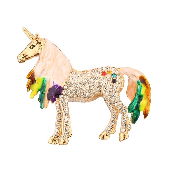 Unicorn Rhinestone Brooch Pin - Multi