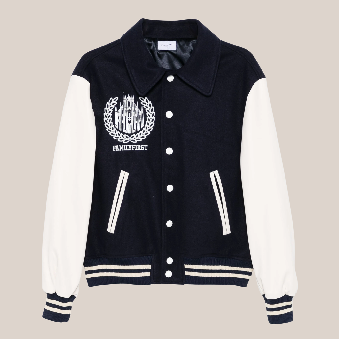 Logo Embroidered Varsity Jacket - Navy