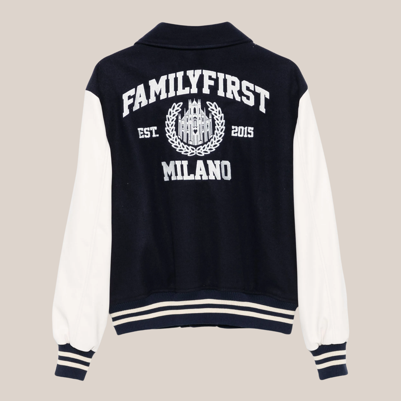 Logo Embroidered Varsity Jacket - Navy