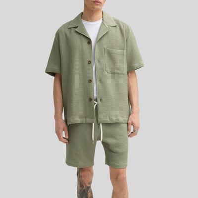 Drawstring Elastic Waist Shorts - Olive