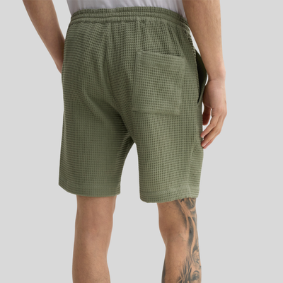 Drawstring Elastic Waist Shorts - Olive