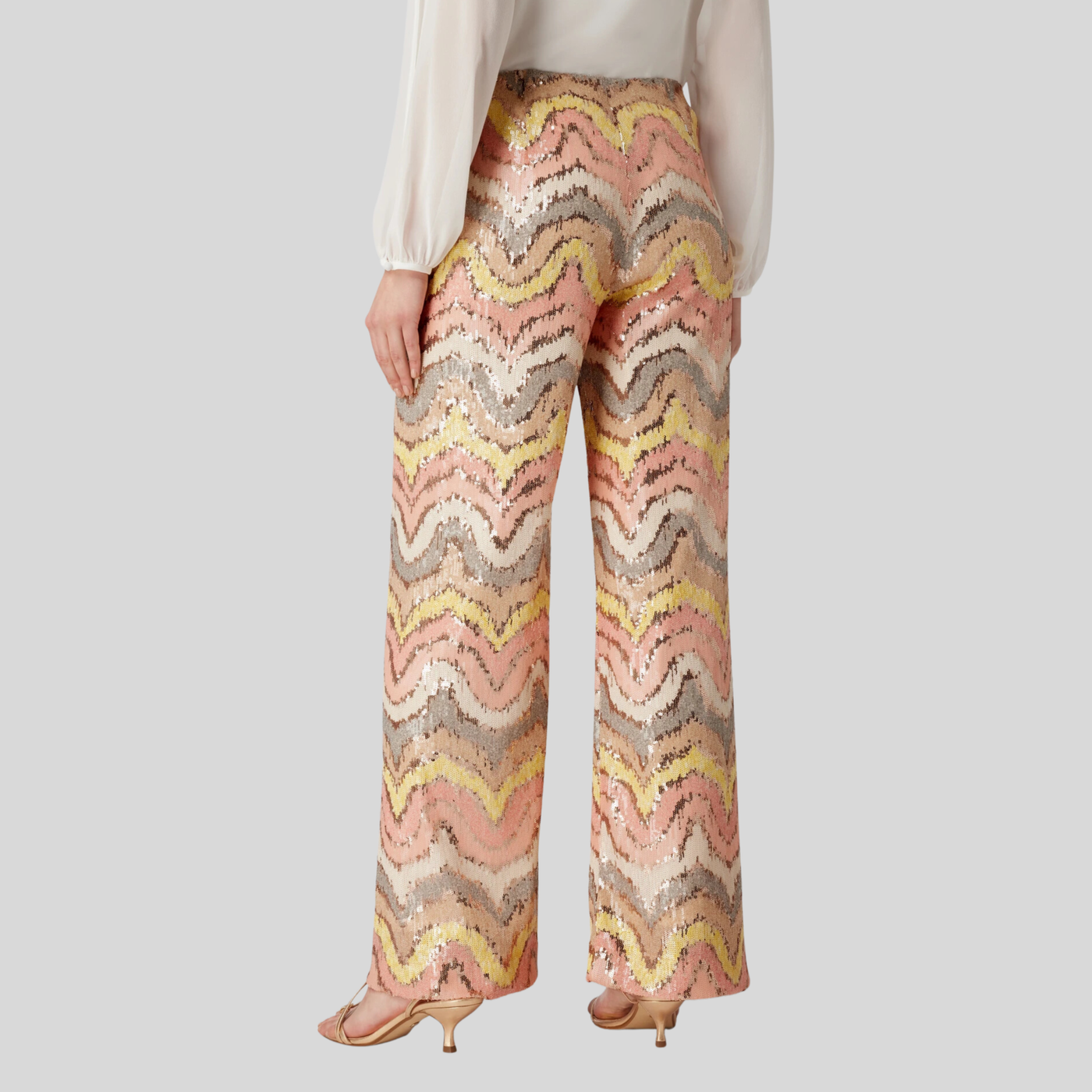 Gotstyle Fashion - Seductive Pants Sequin Wave Pattern Wide Leg Pants - Multi