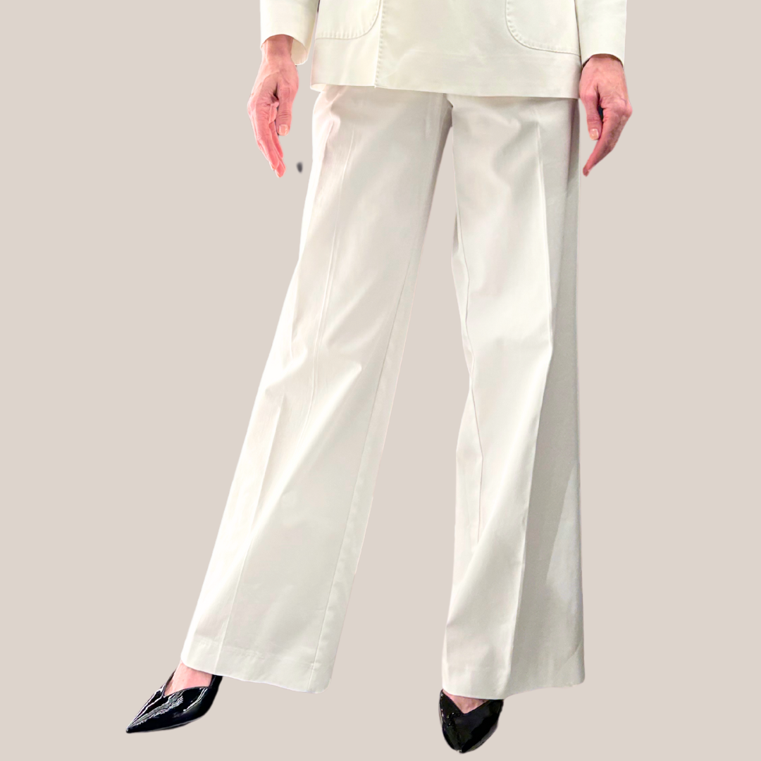 Wide Leg Cotton Pants - White