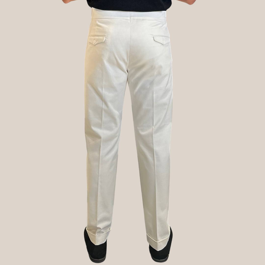 Jersey Pleated Cuffed Trousers - Off-White