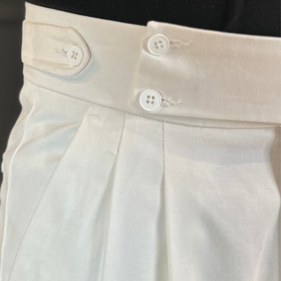 Jersey Pleated Cuffed Trousers - Off-White