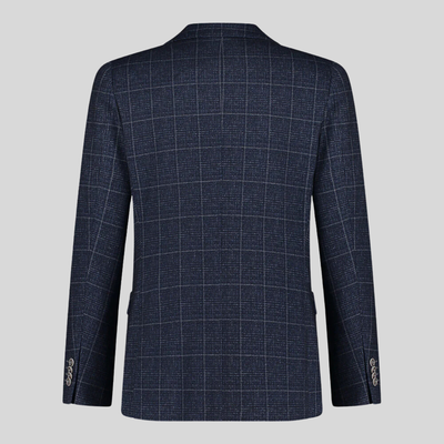 Windowpane Plaid Checks Jersey Blazer - Navy