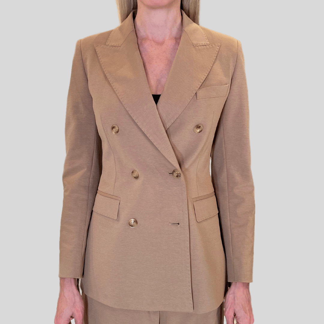 Soft Touch Double Breasted Blazer - Taupe