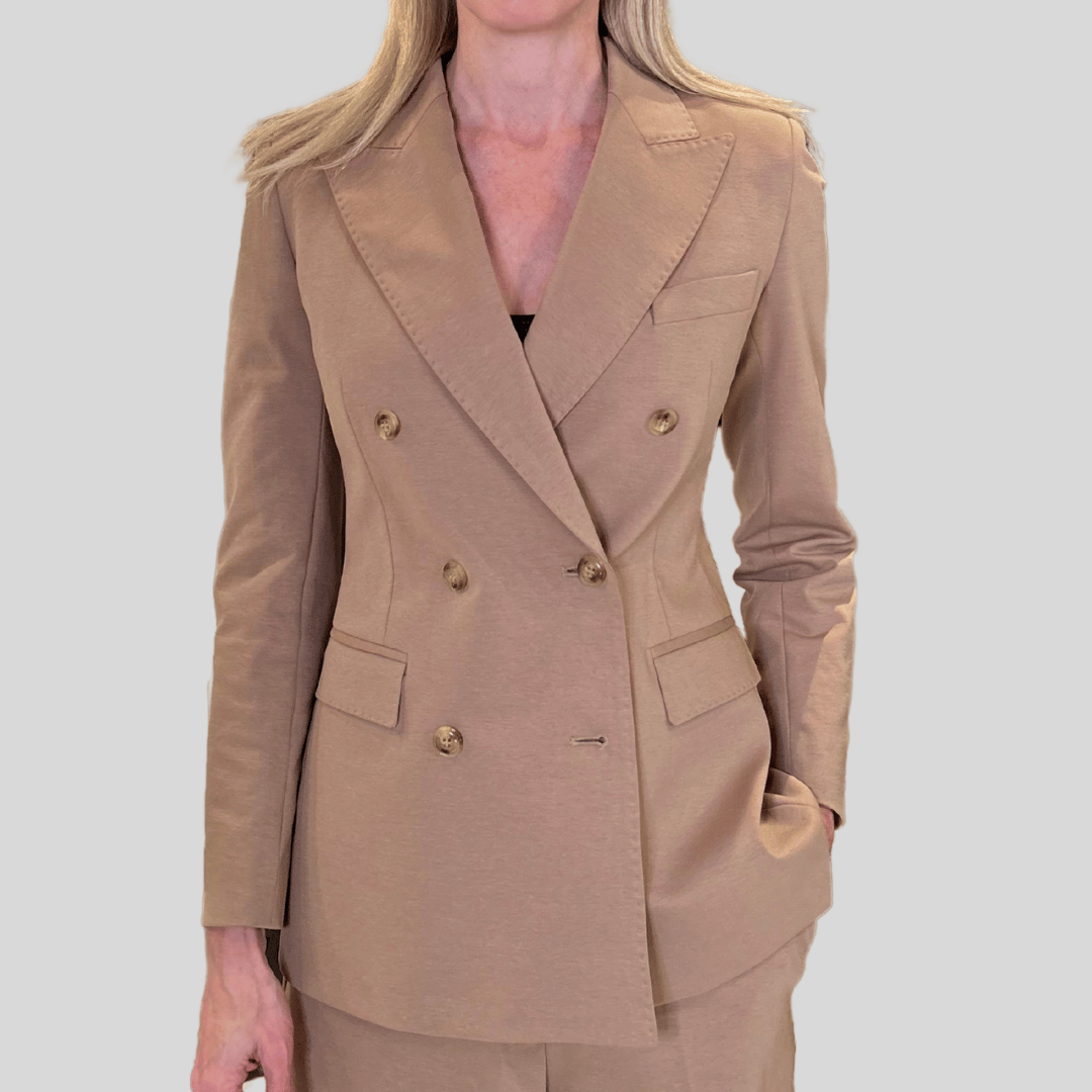 Soft Touch Double Breasted Blazer - Taupe
