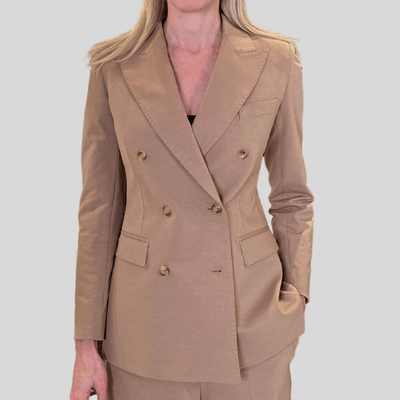 Soft Touch Double Breasted Blazer - Taupe