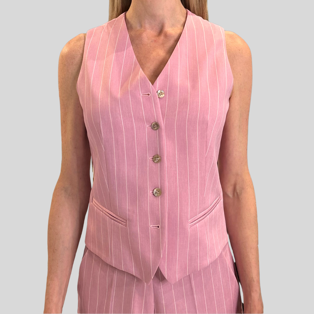 Pinstripe Vest - Pink
