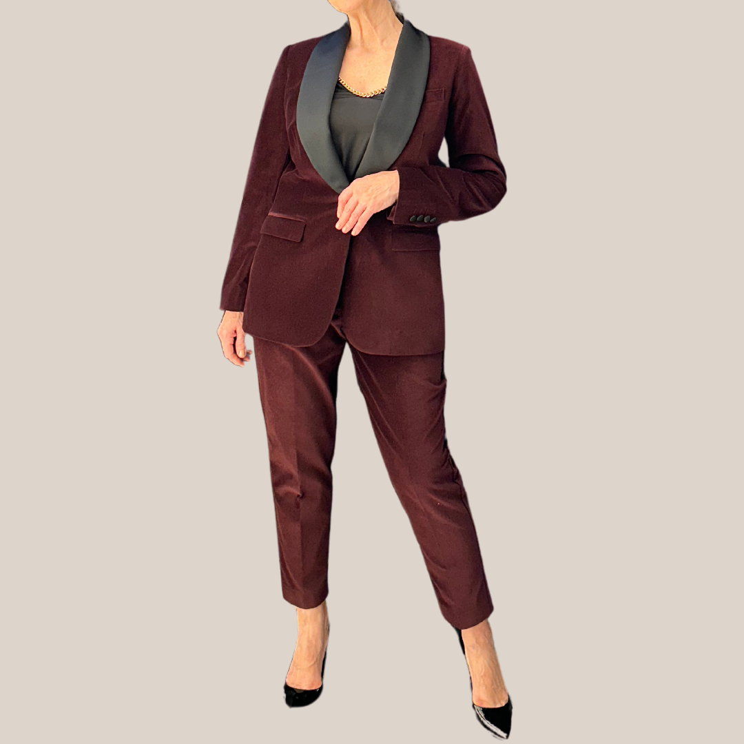 Gotstyle Fashion - Normeet Pants Velvet Tuxedo Pants - Burgandy