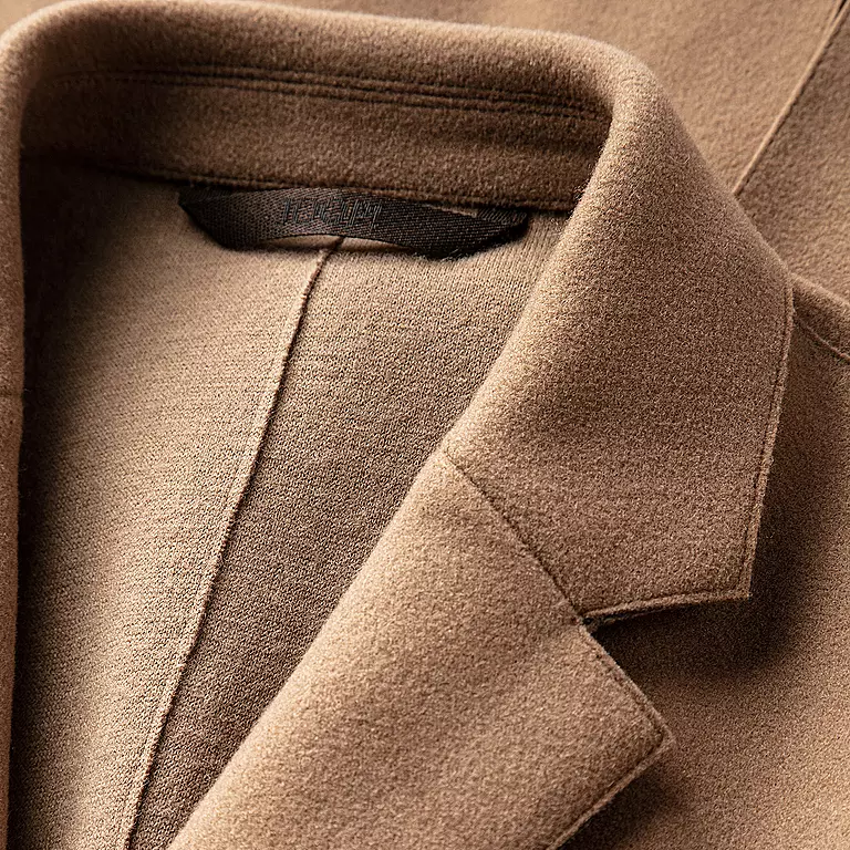 Woolen Notch Lapel Flap Pockets Jacket - Camel