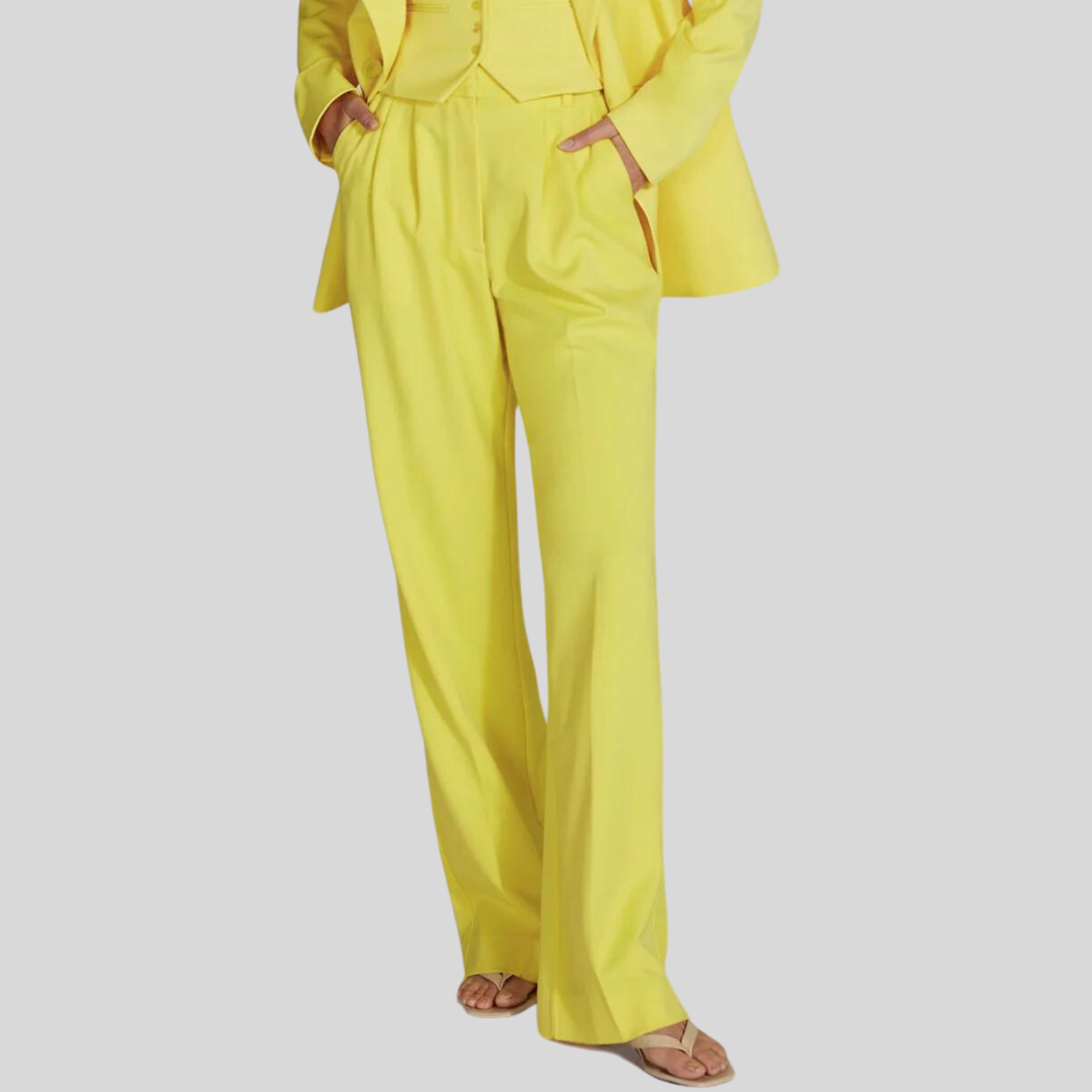Gotstyle Fashion - Favorite Daughter Pants Pleated Mid-Rise Wide-Leg Pant - Yellow