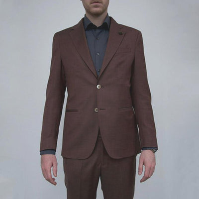 Gotstyle Fashion - 0909 Suits Cross Weave Wool Suit Burgundy
