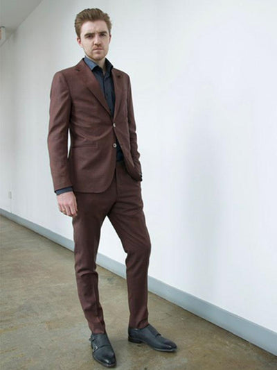 Gotstyle Fashion - 0909 Suits Cross Weave Wool Suit - Burgundy