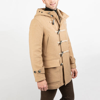 Gotstyle Fashion - Camplin Coats Atlantic Duffle Toggle / Zip Rain Resistant Wool Coat with Hood - Tan