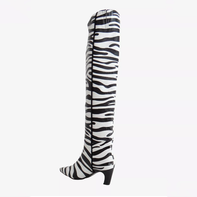 Gotstyle Fashion - Caverley Shoes Patent Leather Zebra Print Pull-On Boot - Black/White