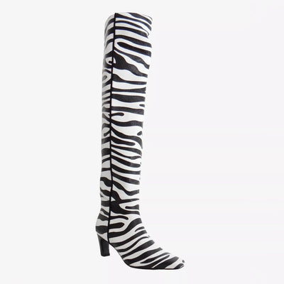 Gotstyle Fashion - Caverley Shoes Patent Leather Zebra Print Pull-On Boot - Black/White