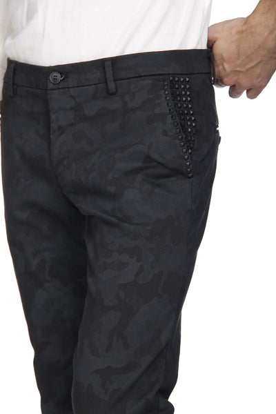 Gotstyle Fashion - Mason's Pants Camo Print Extra Slim Fit Chino w Studs Detail