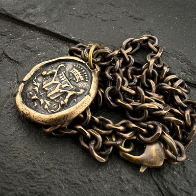 Gotstyle Fashion - Johnny Ltd Jewellery Crown Wax Seal Pendant Antiqued Necklace