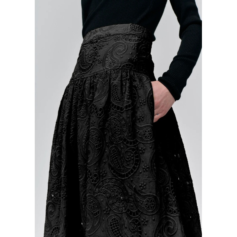 Gotstyle Fashion - Birgitte Herskind Skirts Fine Lace Fabric Maxi Skirt - Black