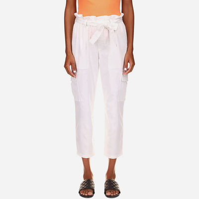 Gotstyle Fashion - Sanctuary Pants Paper Bag Waistline Pants with Sash - White