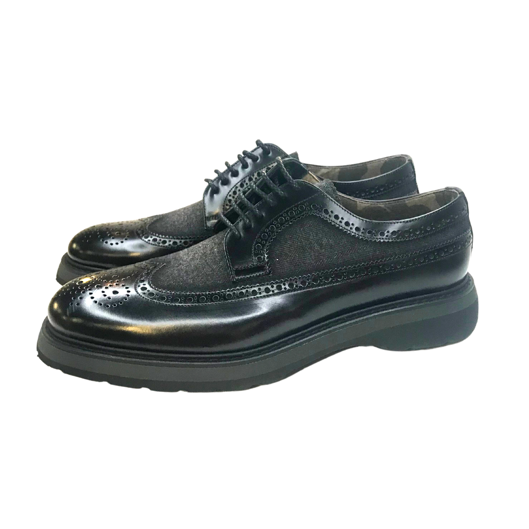 Gotstyle Fashion - Calce Shoes Oxford Brogue Nappa Leather / Textile Shoe - Black