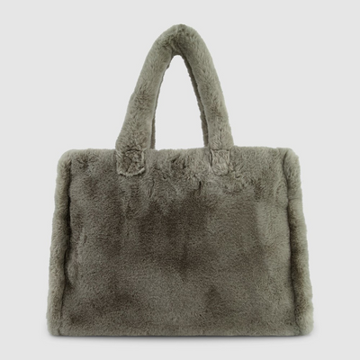 Gotstyle Fashion - Rino and Pelle Bags All-Over Faux Fur Tote Bag - Grey