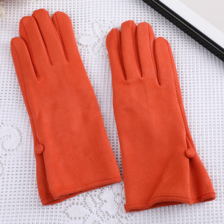 Gotstyle Fashion - Sharon Cooper Gloves Faux Suede Touchscreen Gloves with Button - Orange