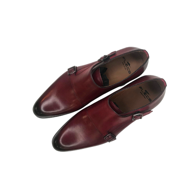 Gotstyle Fashion - Flecs Shoes Double Monk Strap Leather Dress Shoe - Burgundy