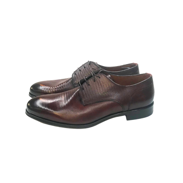 Textured Leather Derby Shoe - Brown