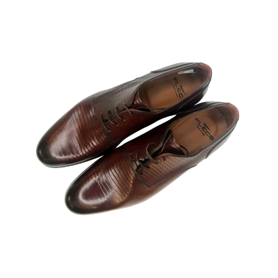 Gotstyle Fashion - Flecs Shoes Textured Leather Derby Shoe - Brown