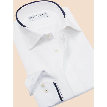 Edge Trim Concealed Placket Dress Shirt