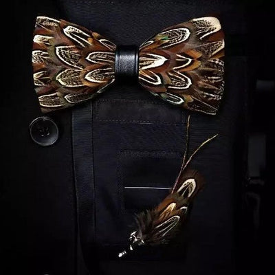 Gotstyle Fashion - Tyed by Dede Neckwear Brown Feather Handmade Bow Tie