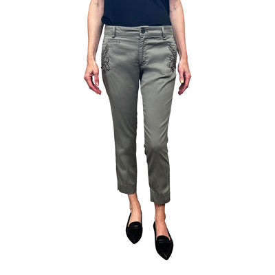 Gotstyle Fashion - Mason's Pants Lyocell Capri Pant with Pocket Studs - Army