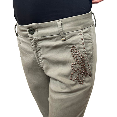 Gotstyle Fashion - Mason's Pants Lyocell Capri Pant with Pocket Studs - Army
